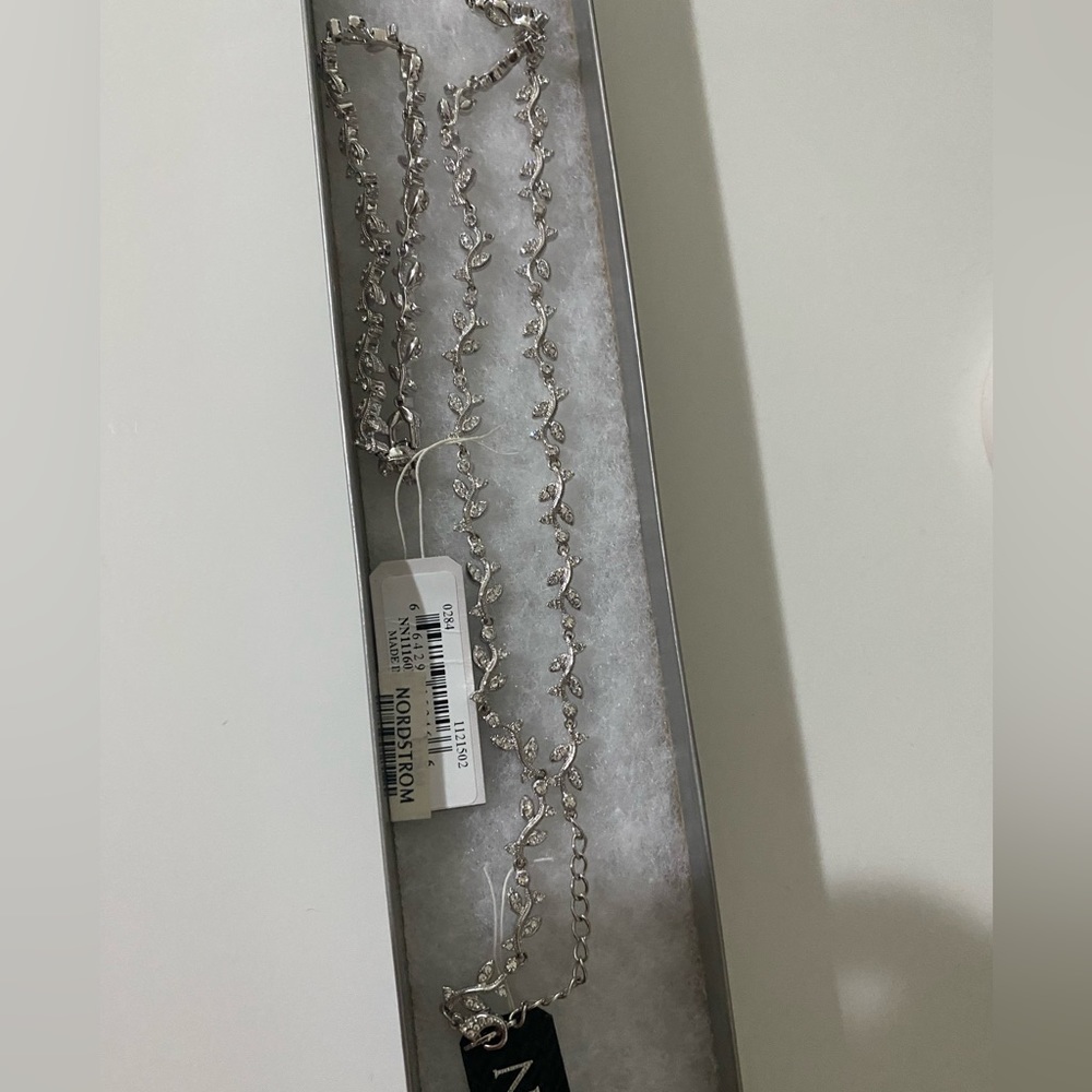 Nadri silver jeweled vine necklace and matching bracelet